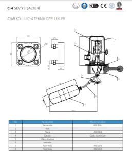 Ayvaz Seviye Şalteri / C-4 PN6
