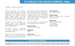 Ayvaz Küresel Vana / Tam Geçişli / Üç Parçalı DN80