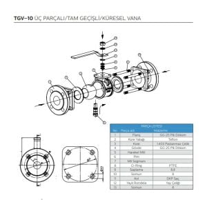 Ayvaz Küresel Vana / Tam Geçişli / Üç Parçalı DN25