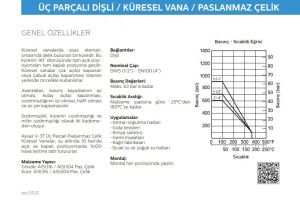 Ayvaz Küresel Vana Üç Parçalı Paslanmaz Dişli (AISI304) 2''
