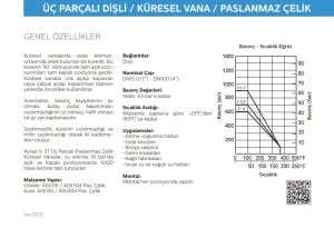 Ayvaz Küresel Vana Üç Parçalı Paslanmaz Dişli (AISI304) 3/4''