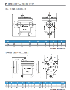 3/4''  5,4 BAR DİŞLİ TERS KOVALI KONDESTOP