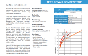 DN25 15,5 BAR  FLANŞLI  TERS KOVALI KONDESTOP