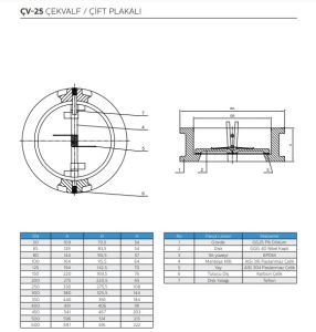 Ayvaz Çift Plakalı Çekvalf ÇV-25 DN150