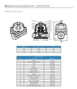 TK-1 DİŞLİ BİMETALİK KONDESTOP/TERMOSTATİK 3/4''