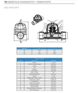 TK-1 DİŞLİ BİMETALİK KONDESTOP/TERMOSTATİK 11/4''