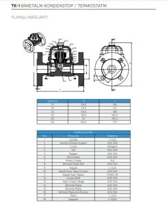 TK-1 BİMETALİK KONDESTOP / TERMOSTATİK FLANŞLI DN15